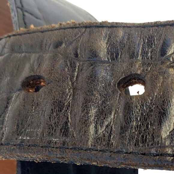 Vintage Western Belt S M Streets Ahead Leather Brass Buckle USA Unisex Chunky - Picture 6 of 14